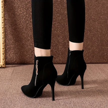 Elegant Black Stiletto Ankle Boots