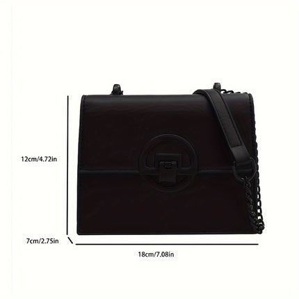 Black Square Textured Chain Shoulder Bag