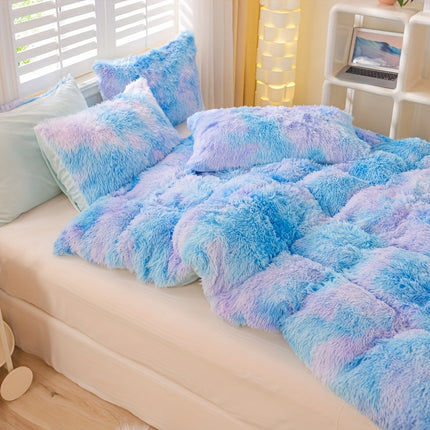 3pcs Tie-Dye Plush Duvet Set – Soft Winter Comfort
