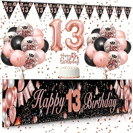 Rose Gold 13th Birthday Party Kit for Girls