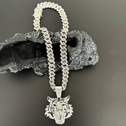 Iced-Out Tiger Head Necklace
