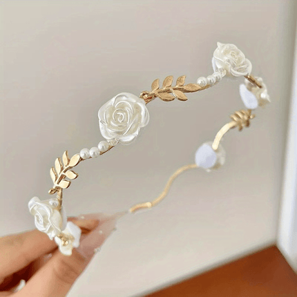 Rose Faux Pearl Hair Hoop