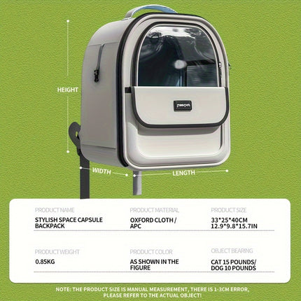Transparent Space Capsule Pet Backpack for Cats & Dogs - Monti Bargains