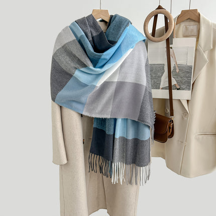 Cozy Plaid Tassel Cashmere Scarf