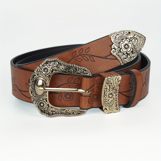 Retro Carved Flower Women's Belt