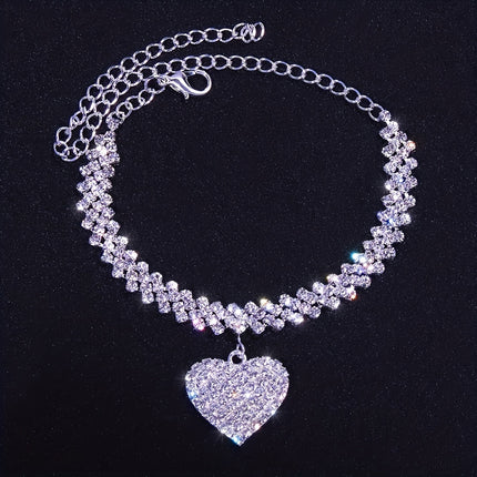 Sparkling Heart Anklet Set