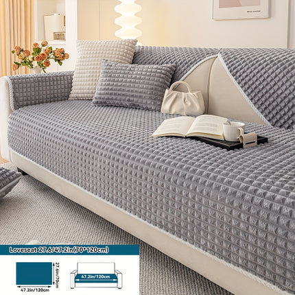 Plaid Plush Sofa Cover - Warm, Soft, Pet-Friendly Protector