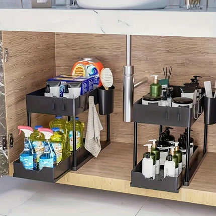 2-Tier Pull-Out Storage Organizer – Multi-Functional