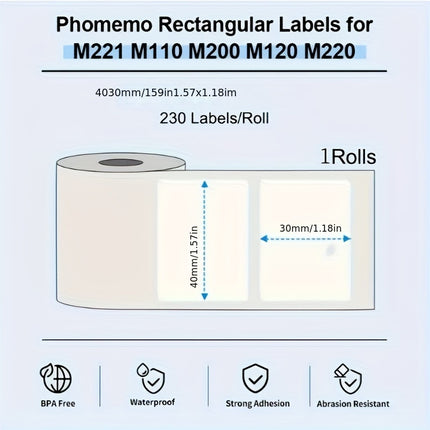 White Square Thermal Label Rolls