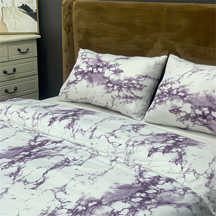 3pcs Polyester Printed Marble Pattern Quilt Cover Three-piece Set