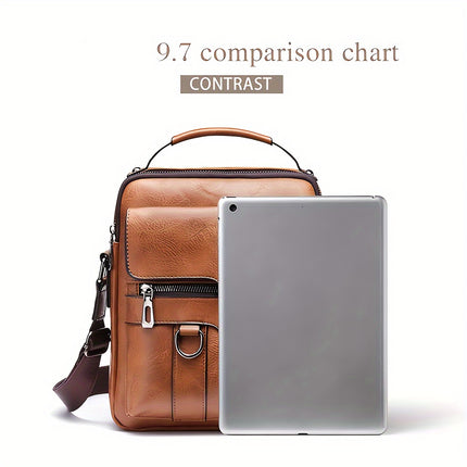 Vintage Leather Crossbody Business Bag