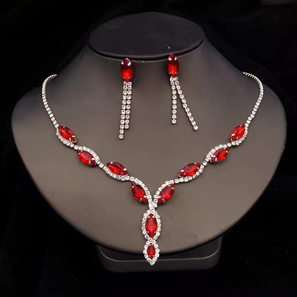 Rhinestone & Pink Diamond Bridal Set