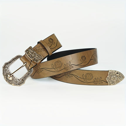 Retro Carved Flower Women's Belt