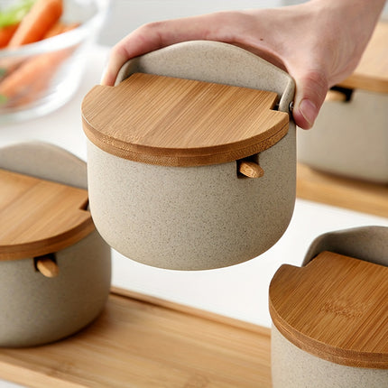Ceramic Seasoning Pot Set with Tray