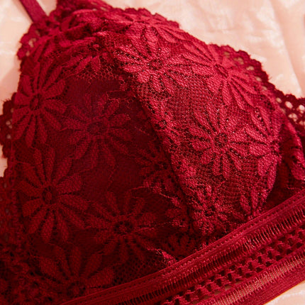 8pcs Contrast Lace Wireless Bra Set