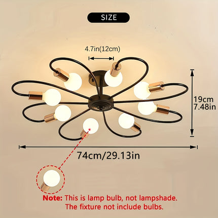 Modern Black & Gold Sputnik Chandelier - Industrial Pendant Light