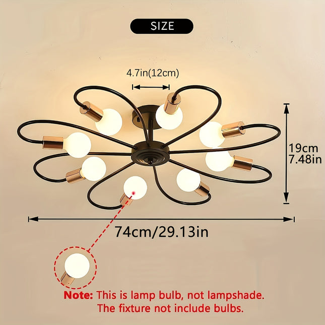 Modern Black & Gold Sputnik Chandelier - Industrial Pendant Light