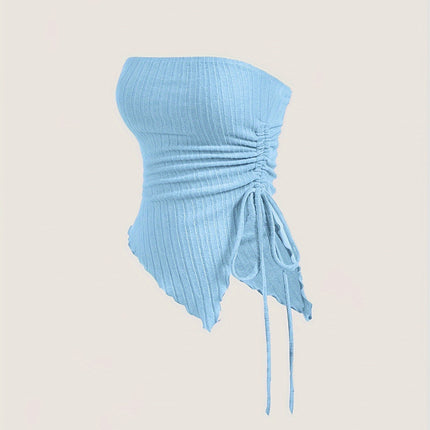 Y2K Drawstring Tube Top – Asymmetric Summer Chic - Monti Bargains