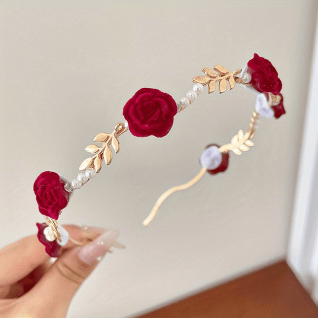 Rose Faux Pearl Hair Hoop