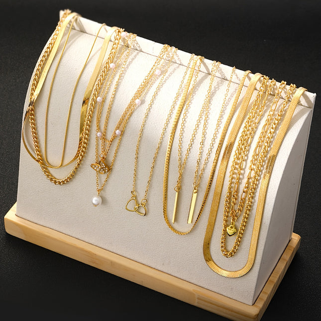 11pcs Elegant Multi-Layered Necklace Set