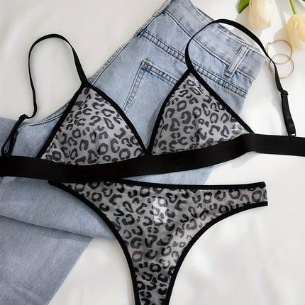 Triangle Cup Mesh Thong Set
