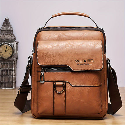 Vintage Leather Crossbody Business Bag