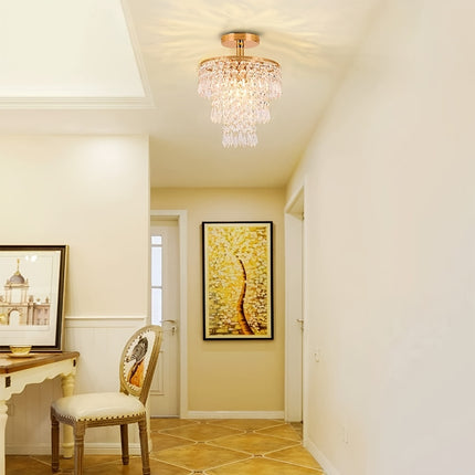 Modern Mini Crystal Chandelier - 3-Tier Raindrop Design