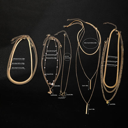 11pcs Elegant Multi-Layered Necklace Set