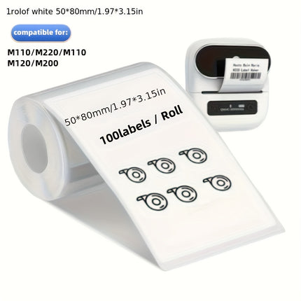 White Square Thermal Label Rolls