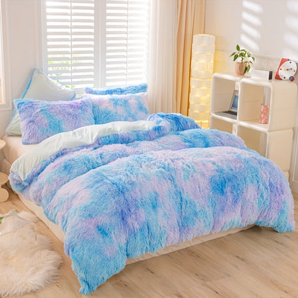 3pcs Tie-Dye Plush Duvet Set – Soft Winter Comfort