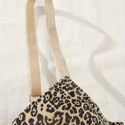 5pcs Leopard & Solid T-Shirt Bra Set
