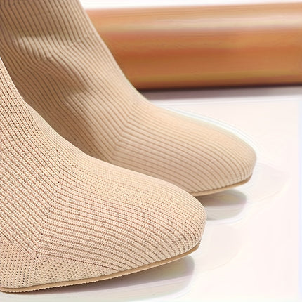 Stylish Knitted Block Heel Boots