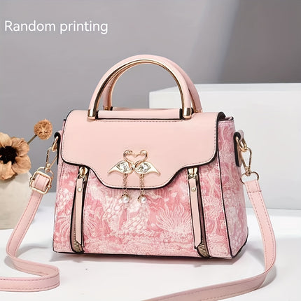 Geometric Print Faux Leather Handbag