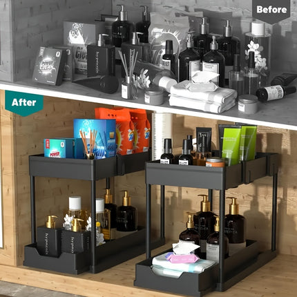 2-Tier Pull-Out Storage Organizer – Multi-Functional