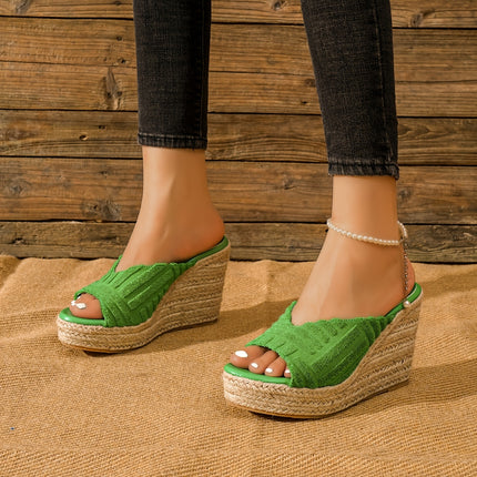 Elegant Solid Color Wedge Sandals