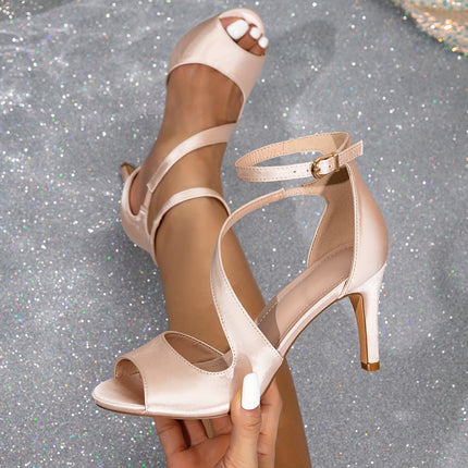 Elegant Peep Toe Stiletto Sandals