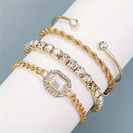 4pcs Punk Twist Chain Bracelet Set