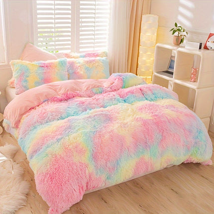 Cozy Tie-Dye Plush Duvet Cover Set - Soft & Stylish