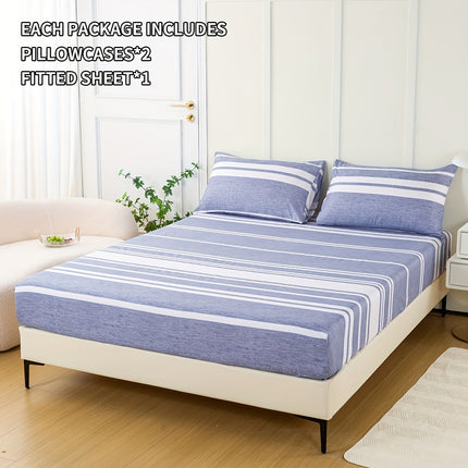 Striped Print Bedding Set - Soft, Comfortable All-Season Set