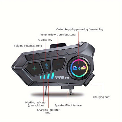 2-in-1 Motorcycle Intercom & Music Helmet Earphone