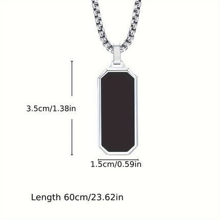 Men's Black Enamel Pendant Necklace
