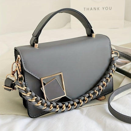 Solid Color PU Leather Crossbody