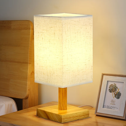 Chic USB-Powered Linen Square Table Lamp – LED Nightlight