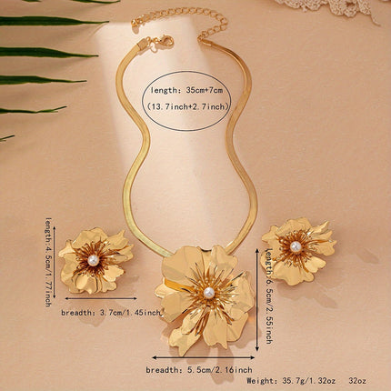 Elegant Floral Pearl Jewelry Set