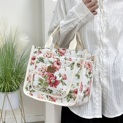 Floral Print Commuter Tote Bag