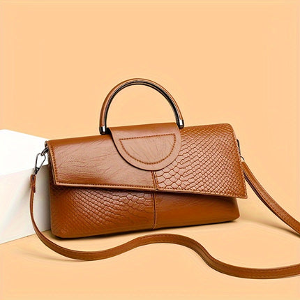Elegant Black Crocodile Handbag