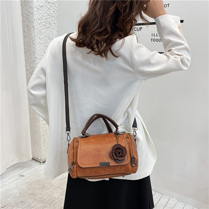 Vintage Boston Flower Satchel Bag