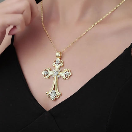 Elegant Golden Cross Pendant Necklace