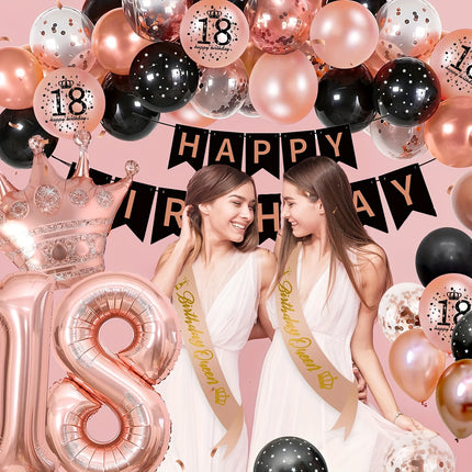 Rose Gold & Black Birthday Kit – Glamorous Party Essentials