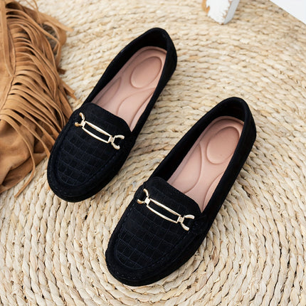 Women's Retro Metal Button Loafers